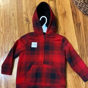 Toddler Boys Sherpa lined hooded jacket size 5T in new condition